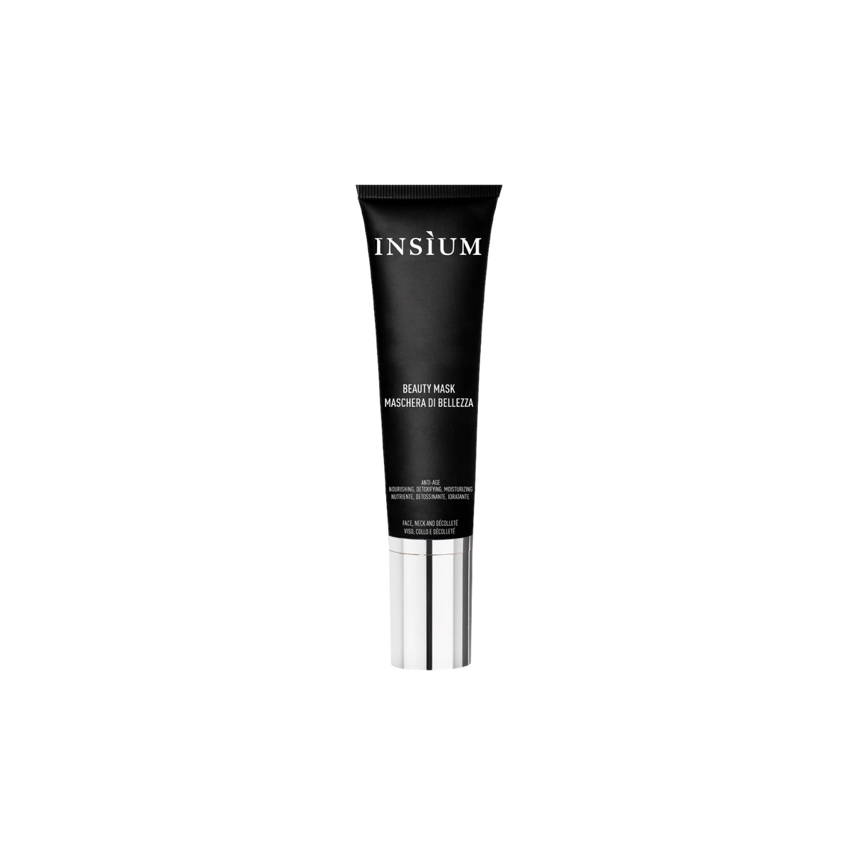 Maschera di bellezza Profumeria Muliere INSÌUM in tubo nero da 50 ml per viso, collo e décolleté