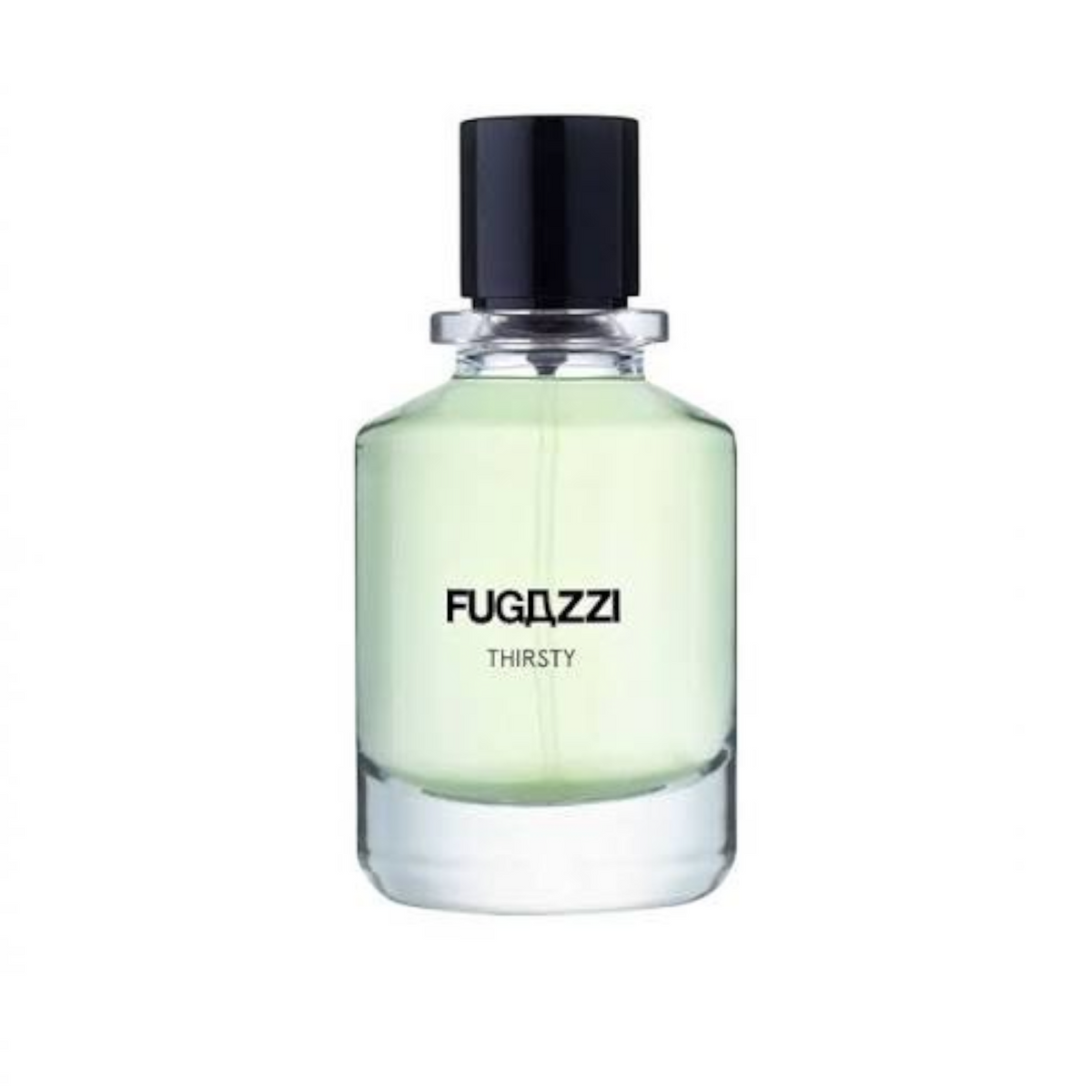 Profumeria Muliere presenta Fugazzi Thirsty Extrait de Parfum in flacone di vetro trasparente con liquido verde chiaro