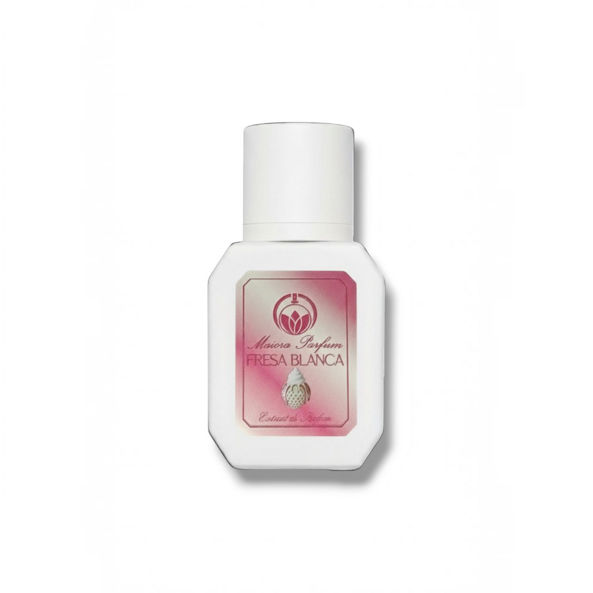 Profumeria Muliere presenta Maiora Fresa Blanca Extrait de Parfum 30ml in flacone bianco con etichetta rosa e fragola