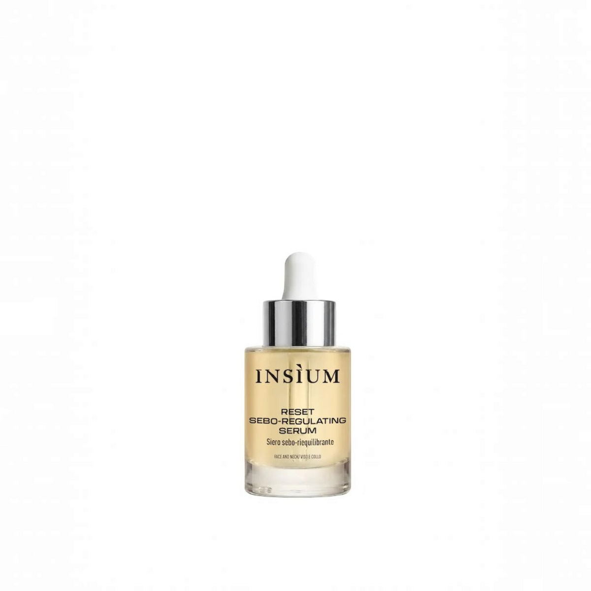Siero viso sebo-riequilibrante INSÌUM Reset da 30 ml disponibile presso Profumeria Muliere in flacone di vetro